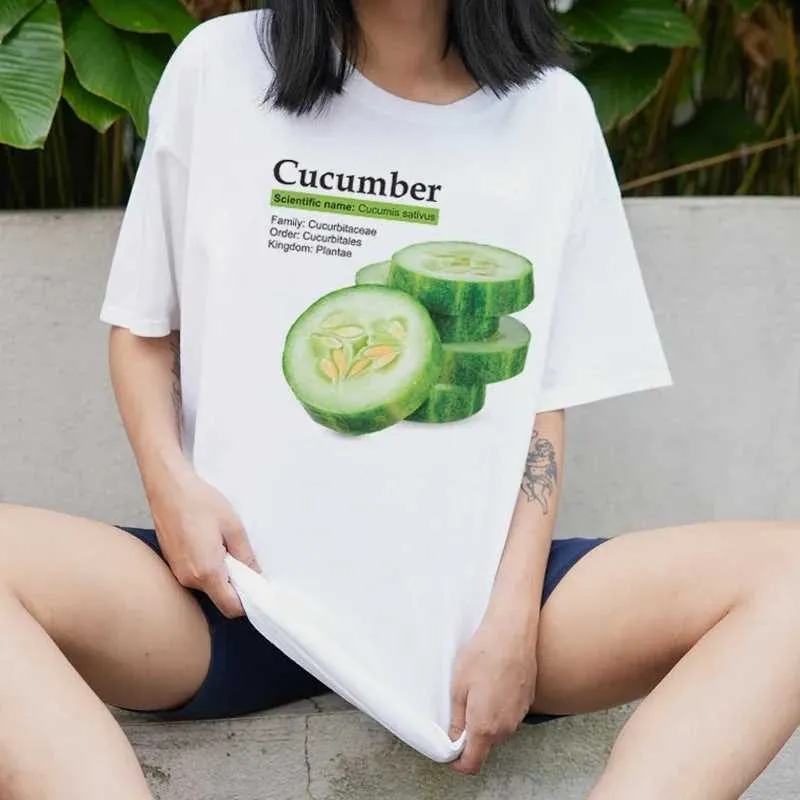 T-shirts voor heren komkommer retro mode strtwear t-shirts vrouwen oversized korte slev groentethirt unisex vintage grafische ts kleding t240510