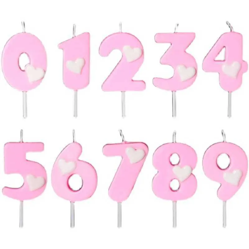 5 pezzi Candele Pink Birthday Candles 0-9 Numero Candela di compleanno per bambini per ragazzi per decorazioni per topper torta Candele torte insolite Beewax Beewax