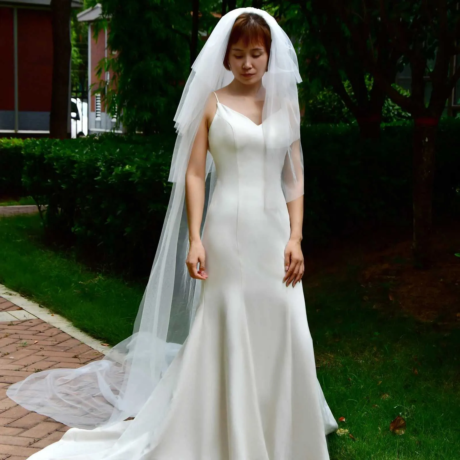 Hair Jewelry V27 Cathedral 4 Tier Sheer Bridal Veils Soft Italian Tulle Extra Long Wedding Veil for Bride_ipsvogv.com