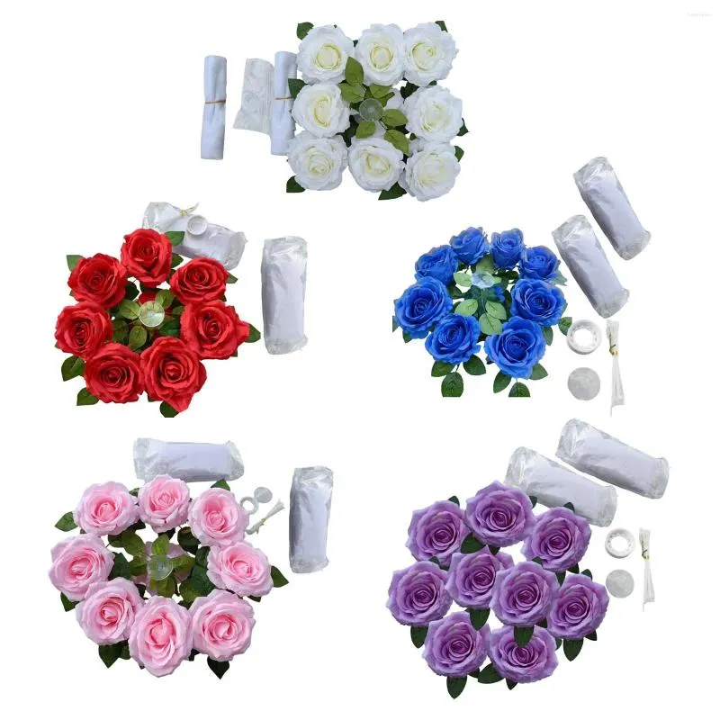 Dekoracyjne kwiaty Wedding Car Front Flower Decor Garland DIY Symulacja róża Dekoracja ślubna na festiwal imprezowy