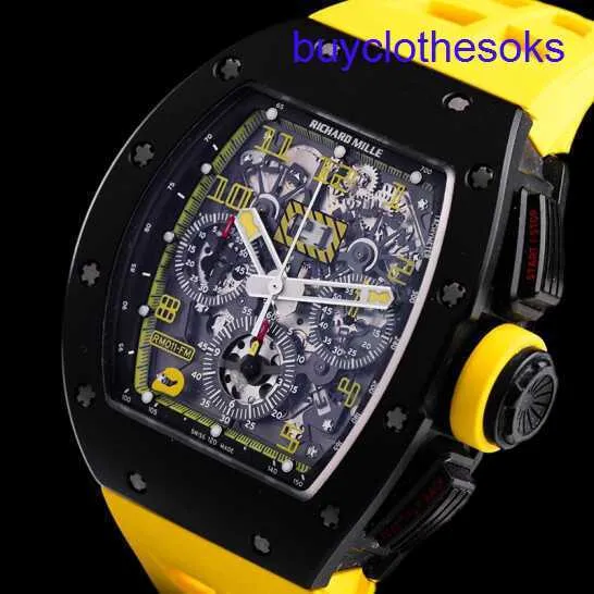 RM Механические запястья Watch RM011-FM (NTPT Carbon/Yellow)