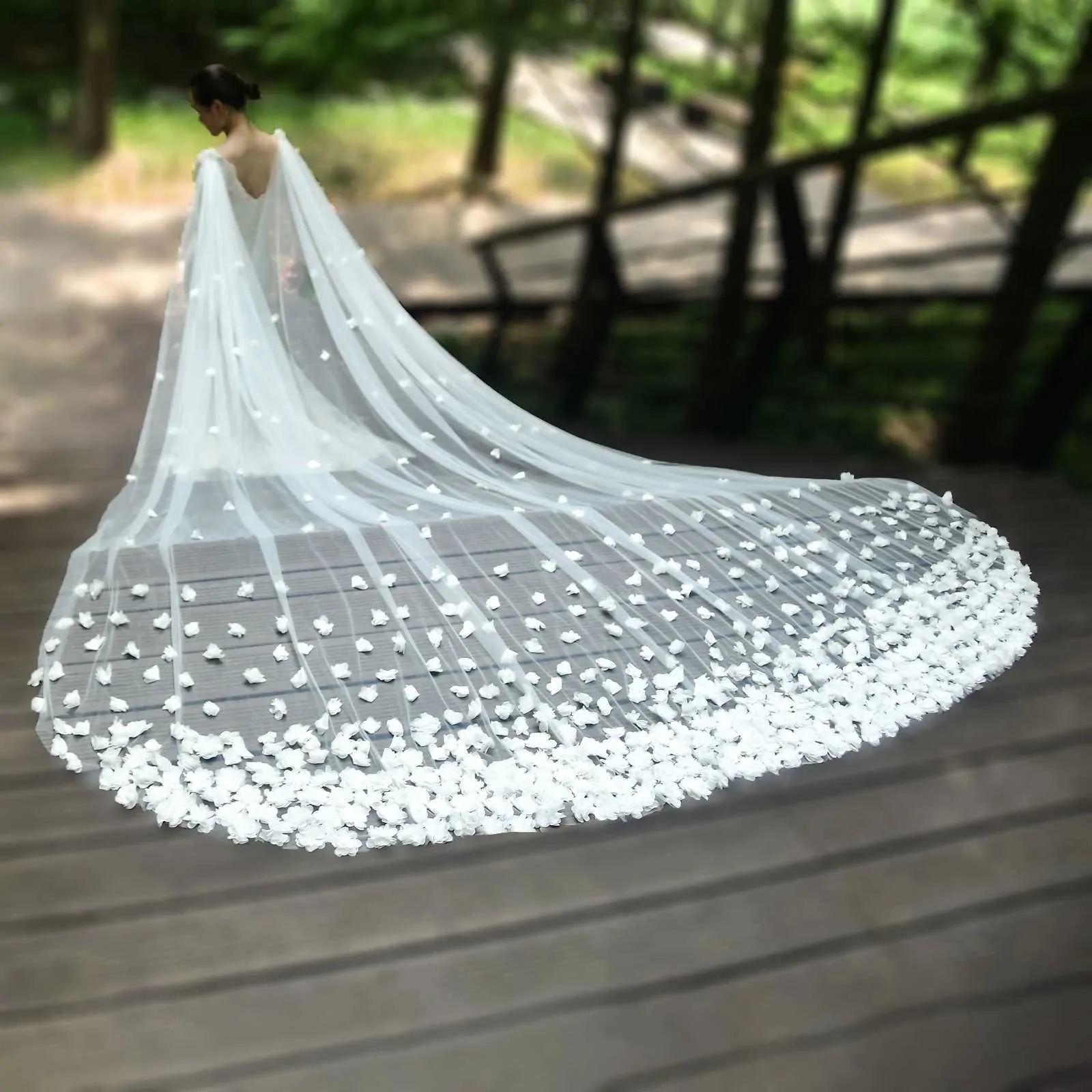 Bijoux de cheveux femmes VG44 voiles de mariée longue cathédrale style soirée cape veste femmes épaules nues boléro mariage_voghion.com