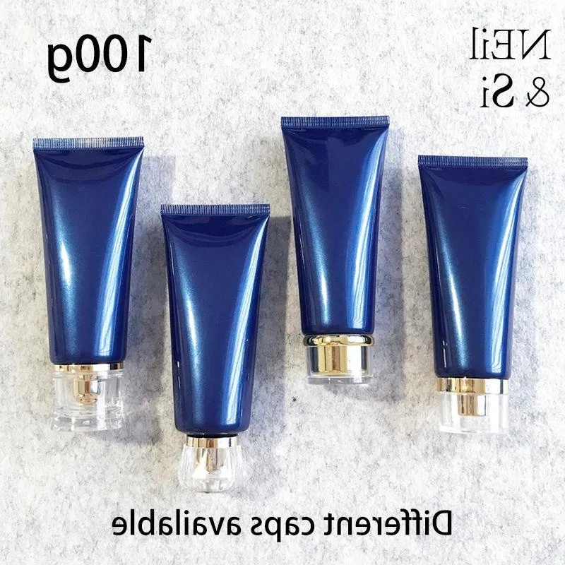 100ml Blue Empty Plastic Cosmetic Container 100g Face Lotion Squeeze Tube Hand Cream Concealer Travel Bottle Free Shipping Bjmbr