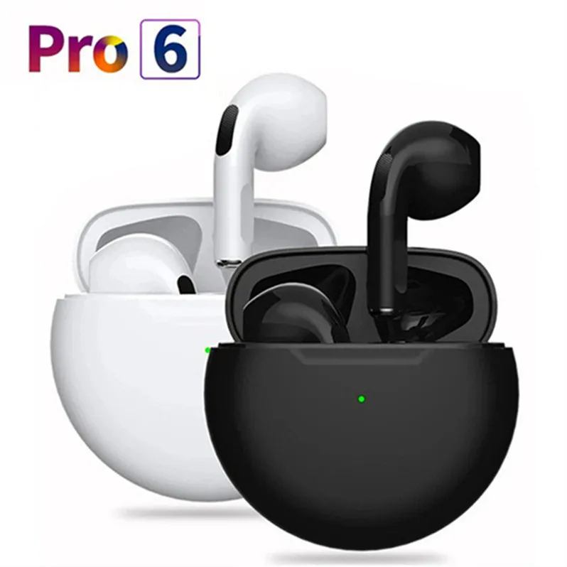 Wholesale Pro 6 TWS Bluetooth In Ear Earphones Wireless Headphone with Mic Fone Sport Earbuds Running Pro6 Headset for IPhone Xiaomi Mobile Smart Phone box package