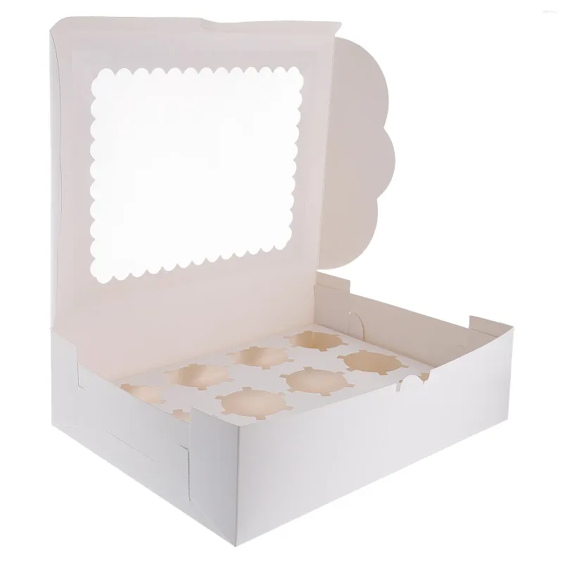 Storage Bottles 4pcs Cupcake Boxes Clear Window Bakery Box With 12 Hole Inserts Cake Packaging
