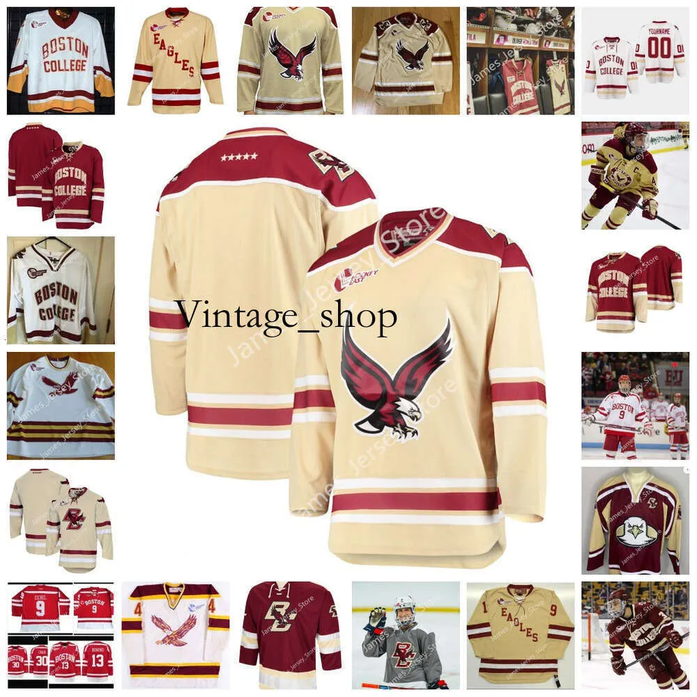 Vin NCAA a cousu personnalisé Boston College Eagle Hockey Jersey Jimmy Hayes Kevin Hayes Chris Krieder Brian Dumoluin Michael Matheson Ian McCos