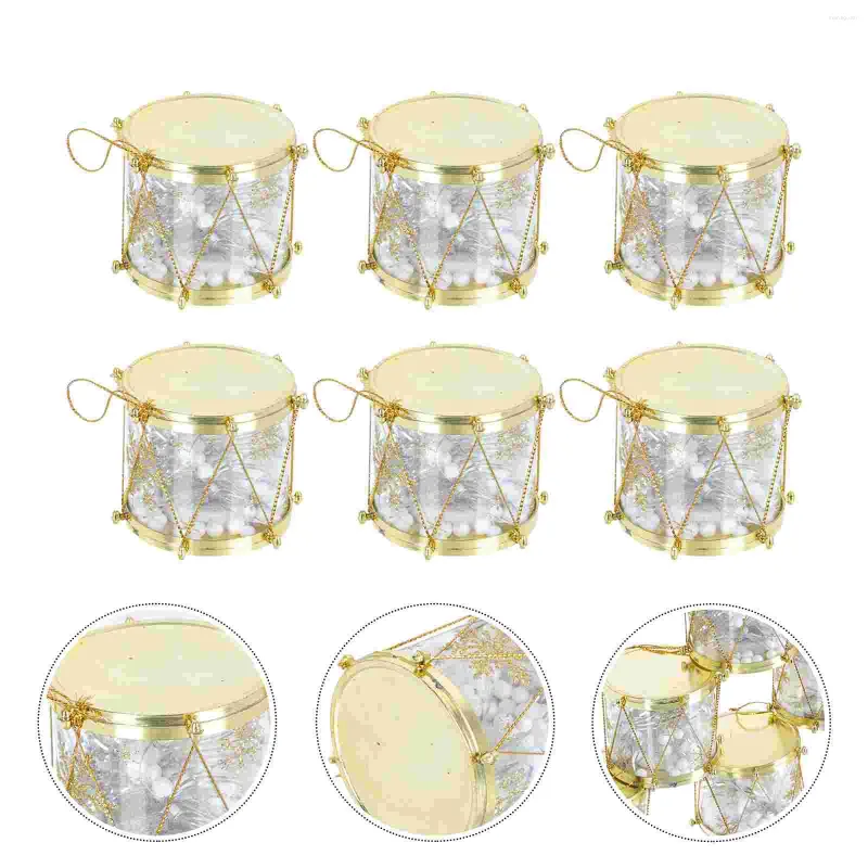 Decorative Figurines 6 Pcs Lights Mini Plastic Drum Christmas Decors Xmas Party Hanging Tree Pendants