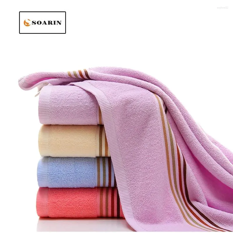 منشفة Soarin Cotton صلبة مخططة Jacquard Absorvente حمام مناشف Handdoeken Katoen Toalha Banho Toallas de Playa Travel Plage