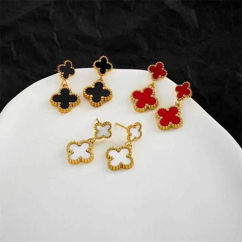 Lätt att bära Vanlyclef -örhängen när älskare träffar små och snygga smycken Fyra bladgräsörhängen för kvinnor som är fashionabla med vanliga Vanly örhängen