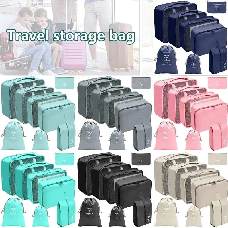 Sacs de rangement Cubes d'emballage pour voyager 8pcs Set Organisateur pliable Organisateur de valise Luggage Luggage