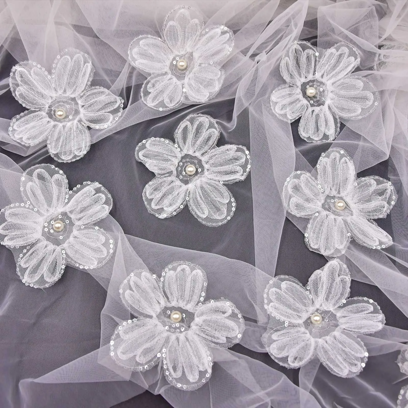 Hair Jewelry V202 Long Bridal Veils for a Fairy Tale Look Romantic Cathedral Length Veil with 3D Flower Beads Wedding_voghion.com