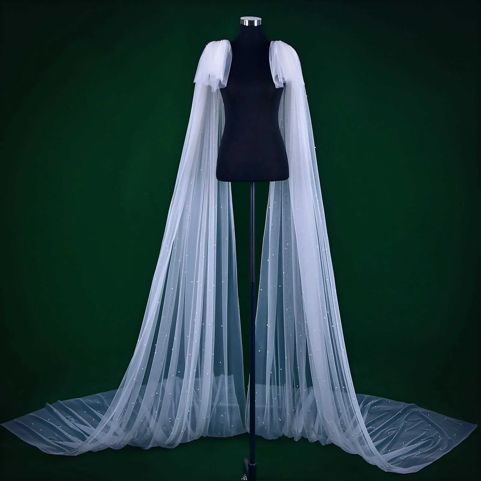 Haarschmuck MZB22 Eleganter Brautschleier mit Flügeln Sexy Neckholder Cape Perlen Hochzeitsumhang Bolero Übergröße Damen Party_voghion.com