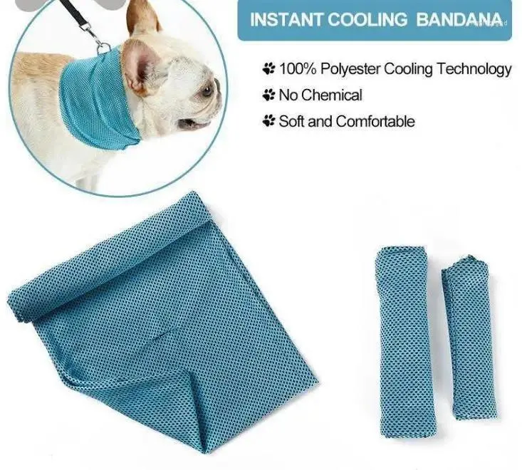 Dog Apparel Ice Cooling Towel Bandana For Pet Cat Scarf Summer Breathable Wrap Blue Bows Accessories In Retail Bag Pack SN