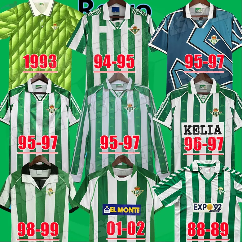 Maglie da calcio Retro Real 88 89 94 95 96 97 98 02 03 04 Classiche camicie da calcio a maniche lunghe vintage Alfonso Betis Joaquin Denilson 1993 1994 1995 1996 1997 2002 2002