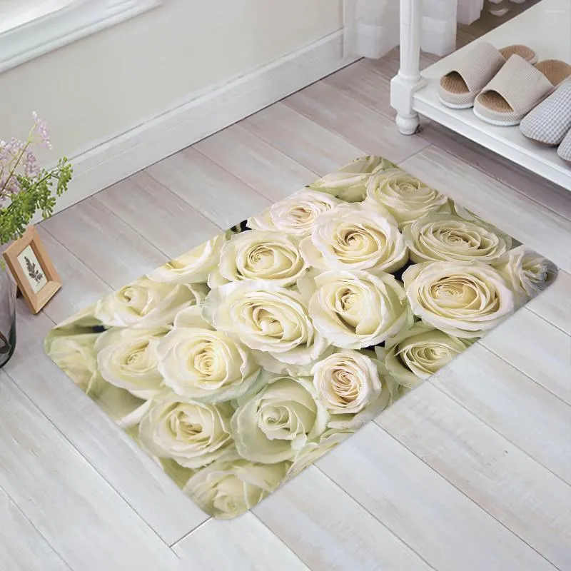 Teppiche Blumenrosen Blumenküche Bodenmatte Wohnzimmer Dekor Teppich Haus Flur Eingangs Fußmatte Balkon Tür Anti Slip Teppich