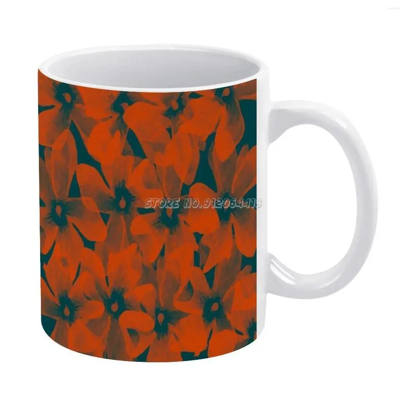 Tasses orange fleurs café haute couture motif de luxe en céramique tasse de tasses personnalisées tasses farines de farine fleur florale