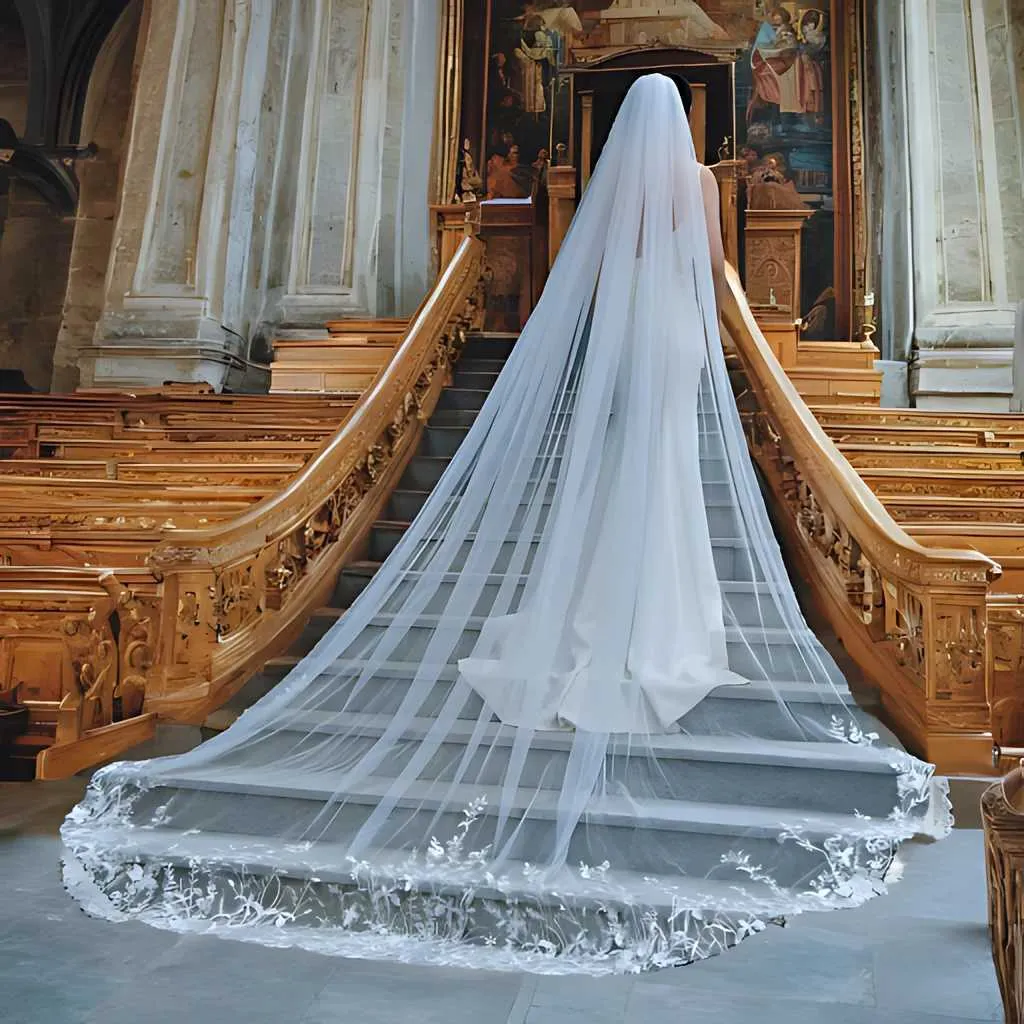 Gioielli per capelli Veli da sposa Plus Sie Abiti Accessori Velo da sposa extra lungo in pizzo ricamato V162_voghion.com