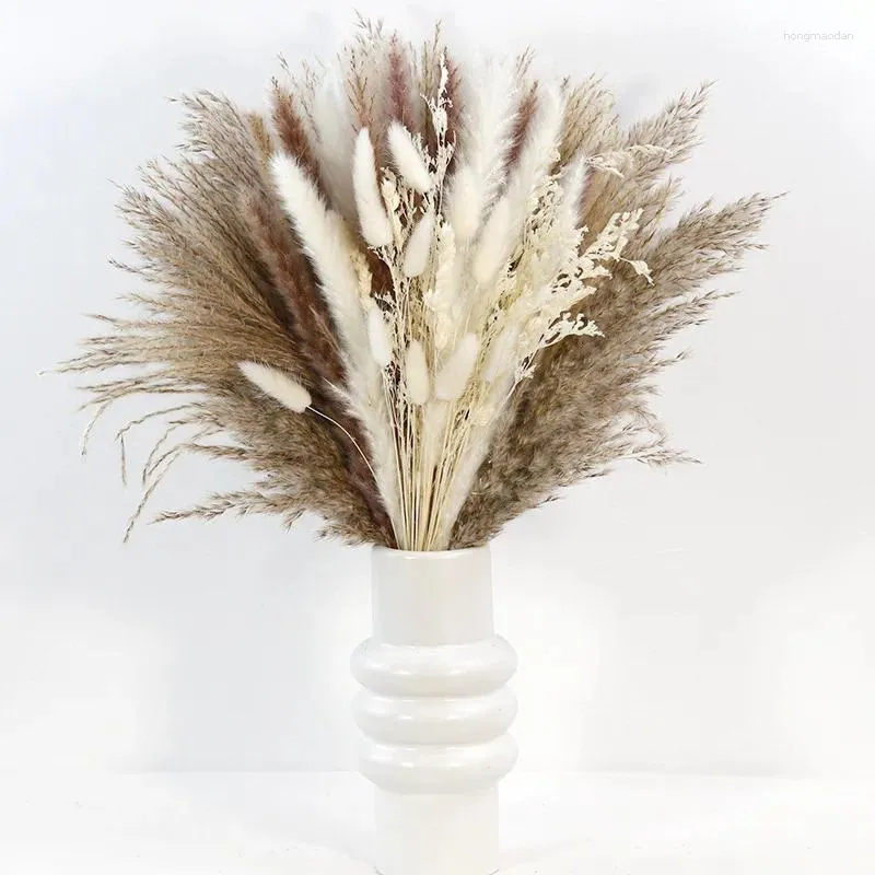 Fleurs décoratives 80pcs Pampas Natural Pampas Decor Bouquet Boho Arrangement floral séché Table maître de table Décoration rustique Décoration rustique