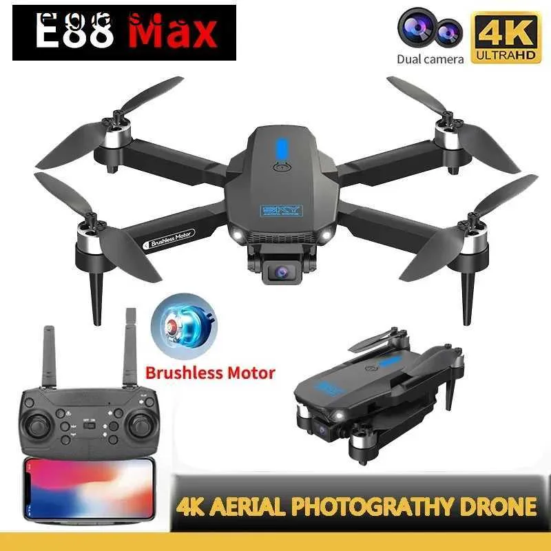 Drones E88max RC Brushless Motor Professional 4K Wide angle HD Caméra Fixe Hauteur Remote Contrôle Pliant Quadcoptère S24513