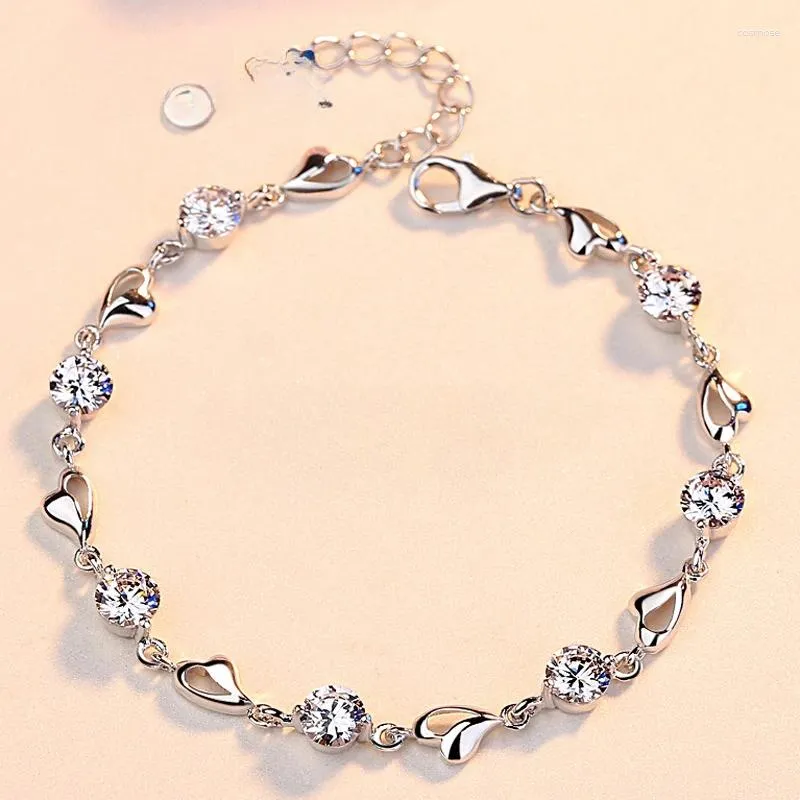Fête favorable argent coréen S925 Bracelet de cœur océan simple cadeau pour les couples cadeaux de mariage des couples