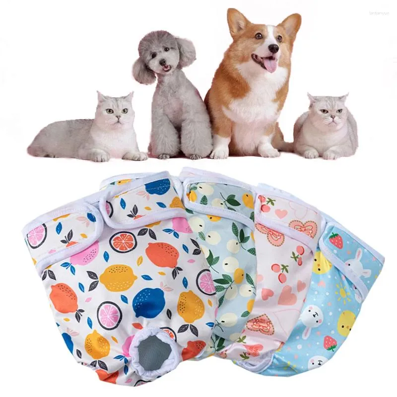 Vestuário para cães fofos impressos de fraldas impermeáveis impressas calcinha feminina calcinha sanitária Fisiológica calça curta para médio pequeno