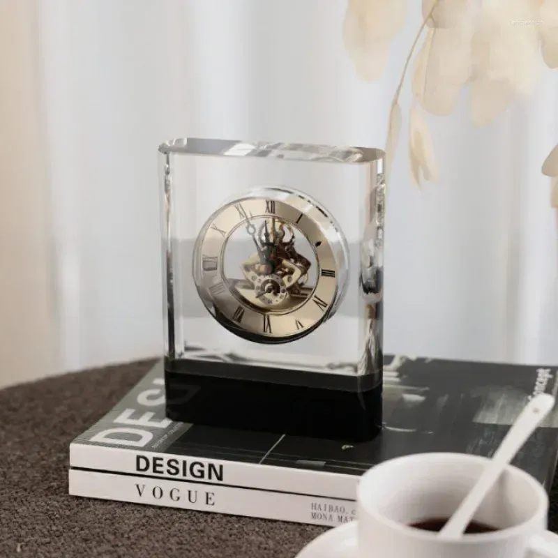 Relógios de mesa Bedroom Bedido Estudo Decoração Ornamentos Práticos elegantes modernos modernos Relógio transparente Crystal Relógio Luxo Sala
