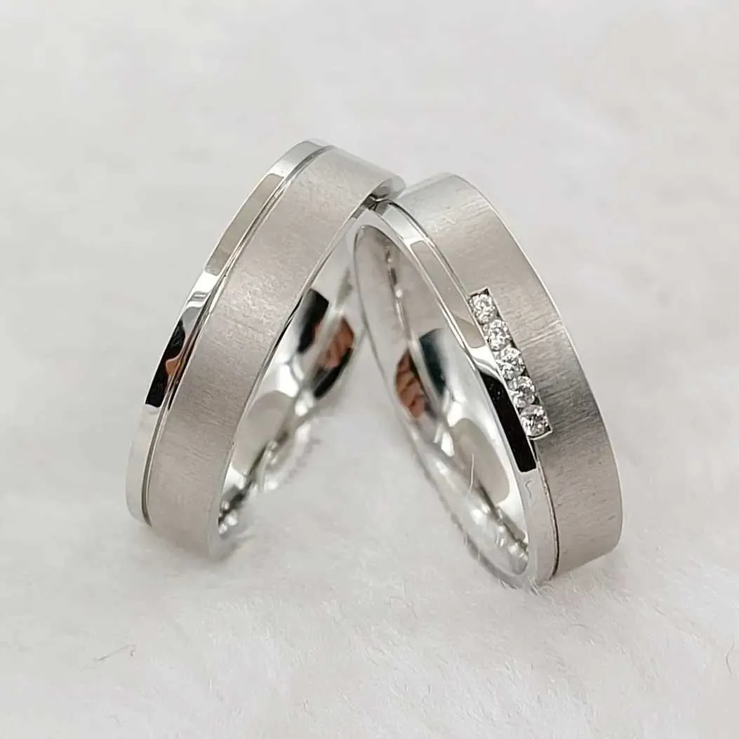 Wedding Rings Never Fade Love Ring Set for Men and Women Silver Platinum Titanium 316l Stainless Steel Jewelry Couple Q240511
