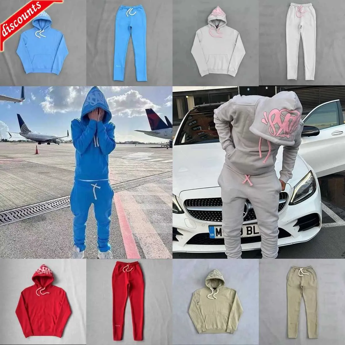 Zima Syna Word Zestaw Bluzy Centralny Cee Bawełna pluszowa bluzy z kapturem Wysokiej jakości stały kolor nadruk Syntaword Synaworld Hoodies Tracksuit C 73MA