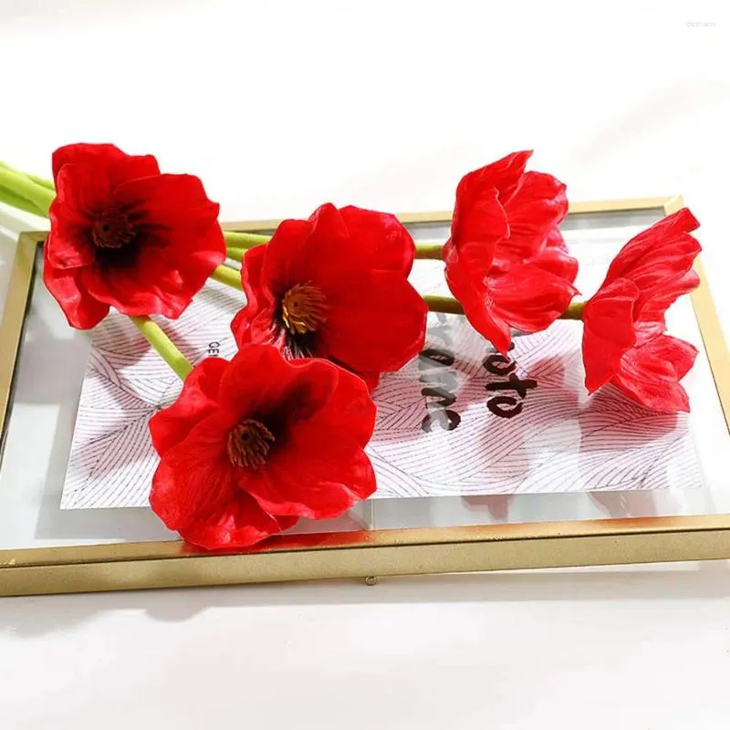 Dekorative Blumen Home Hochzeit Dekoration Veteranen Tag 10pcs Rot Mohn künstlich