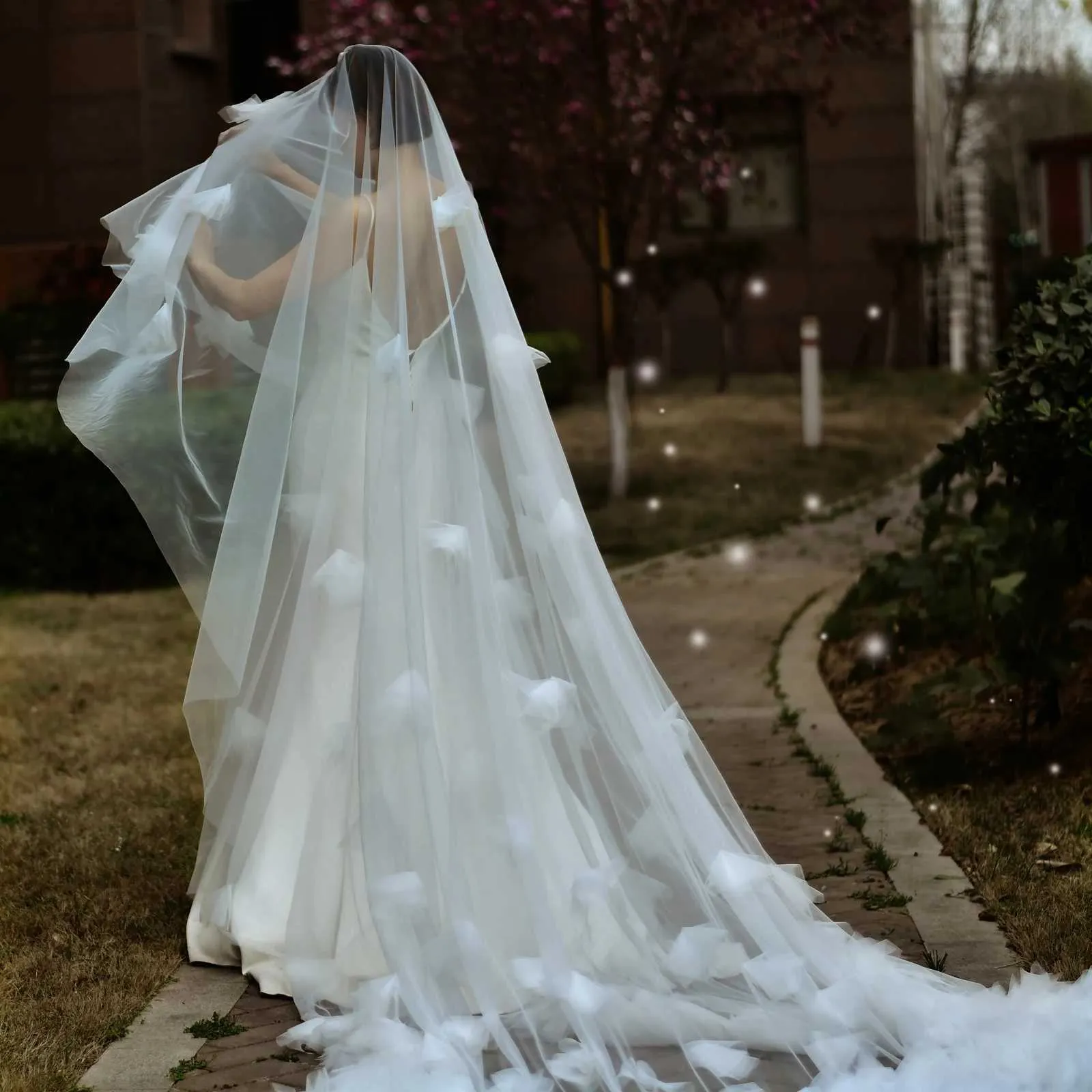 Wedding Veil Cathedral Length Soft Bridal Illusion With Comb_voghion.com