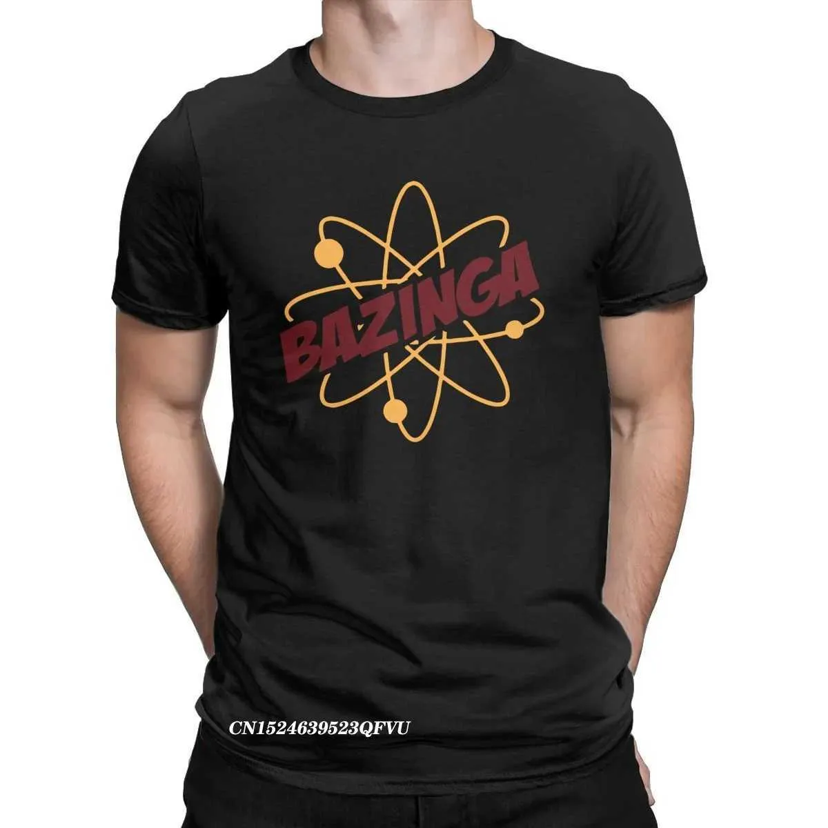 T-shirt maschile Bazinga The Big Bang Theory T-shirt Mens Cotton vintage TS Crewneck T-shirt harajuku Topt Top T240510