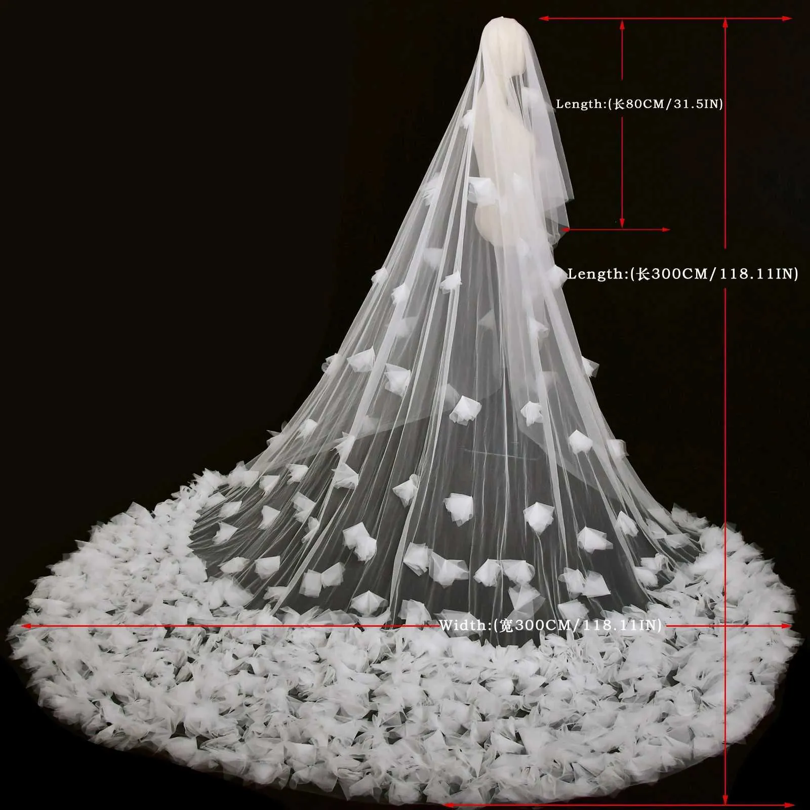Wedding Veil Cathedral Length Soft Bridal Illusion With Comb_voghion.com