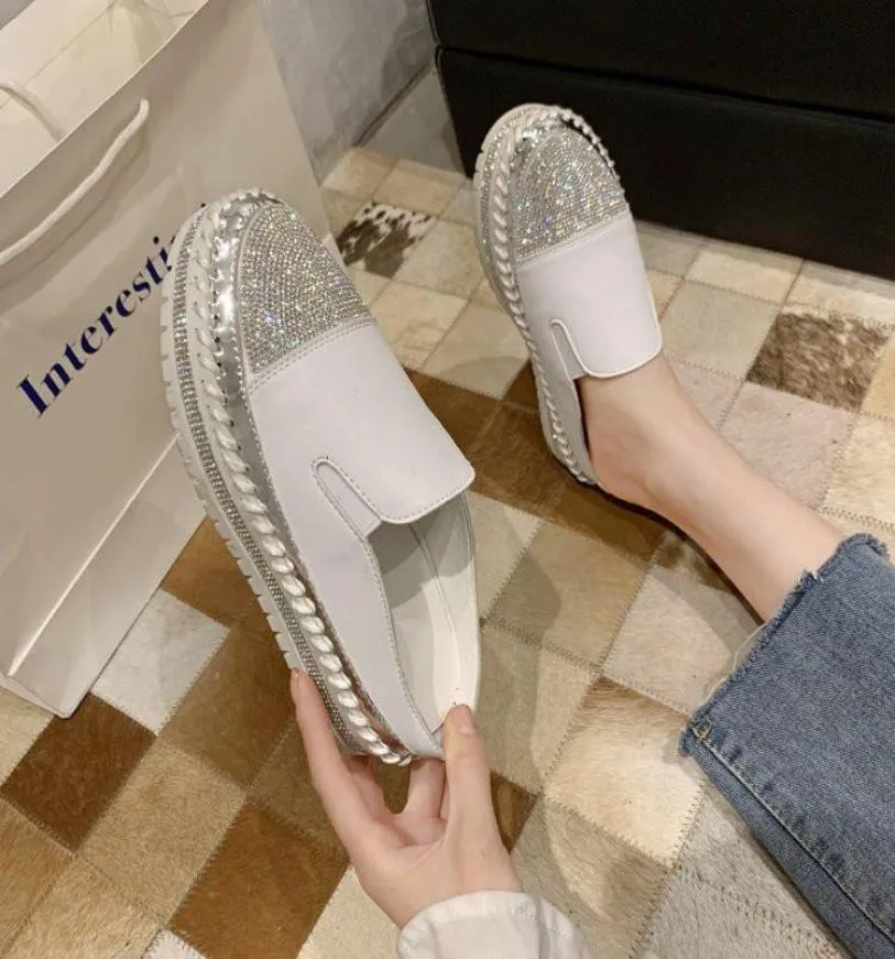 Female Shoes Med Slippers Casual Glitter Slides Loafers Platform Shose Women Cover Toe 2021 Luxury Summer Jelly Flat Soft7821312