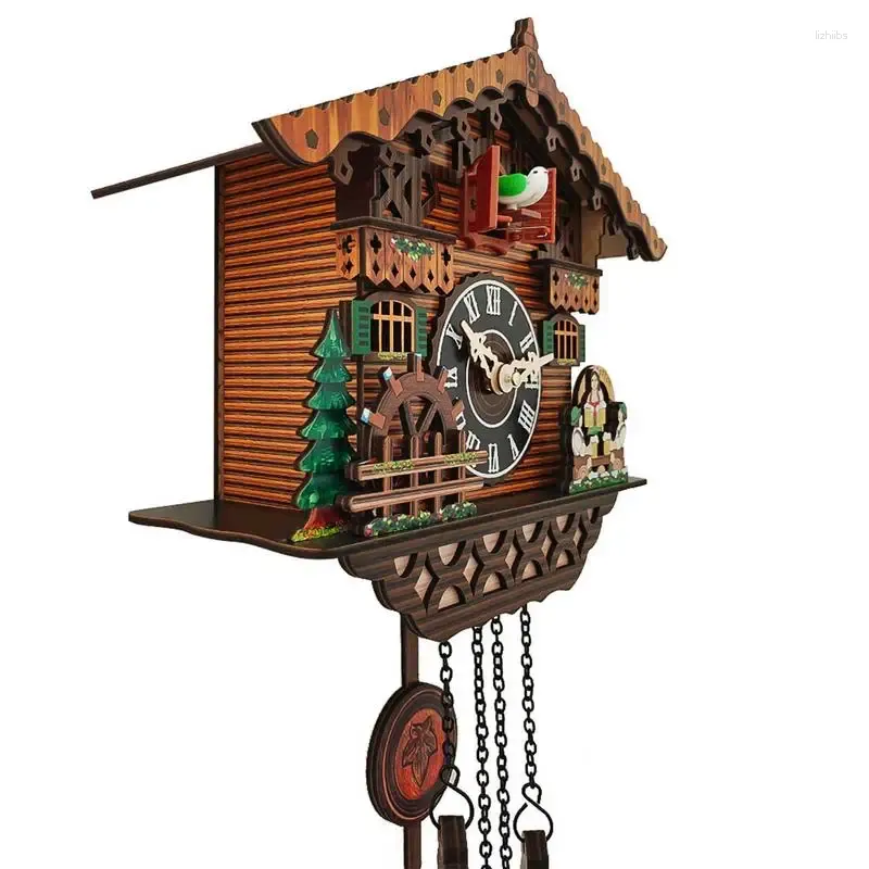 Horloges murales Coucou d'alarme d'oiseau monté en bois en bois pour la décoration de chambre de la maison