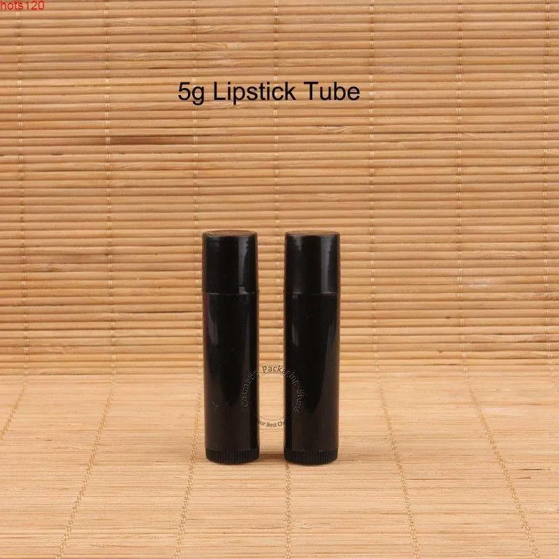 100pcs / lot en gros 5g Plastique noir Boule à lèvres vide tube petit baume à lèvres Conteneur en étain pot cosmétique gloss 5 ml Sous-fondage Qté Mkts enfw