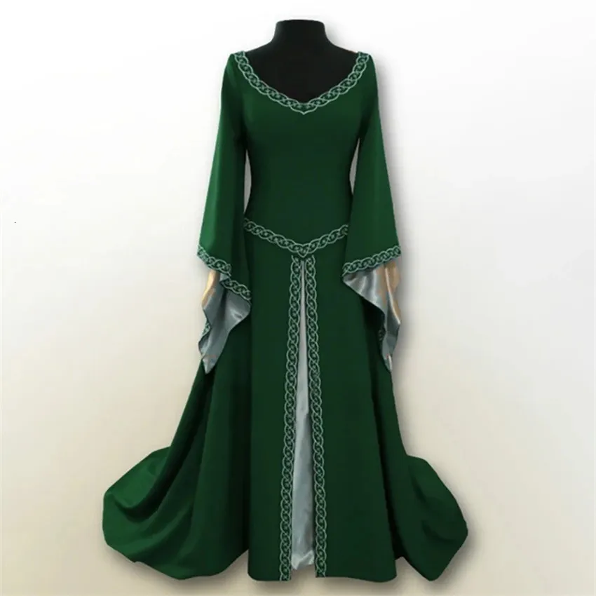 6Color Women 17th Century Medieval Costumes Mid Modern Long Dress for Woman Cosplay European Party Traditionella retroklänningar 240506