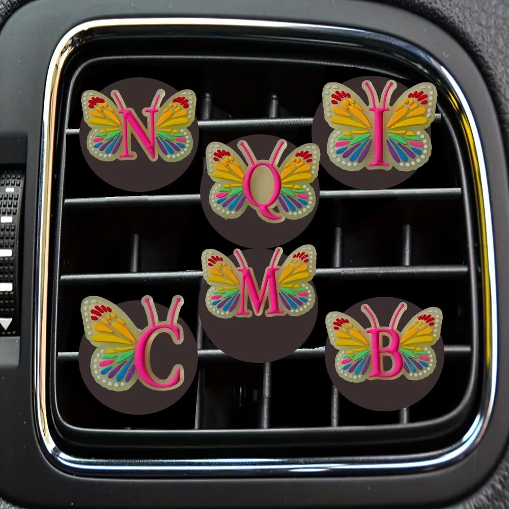 Interiördekorationer Fluorescerande brev Butterfly Cartoon Car Air Vent Clip Outlet Clips Fräschare per balsam Drop Delivery OTX0O
