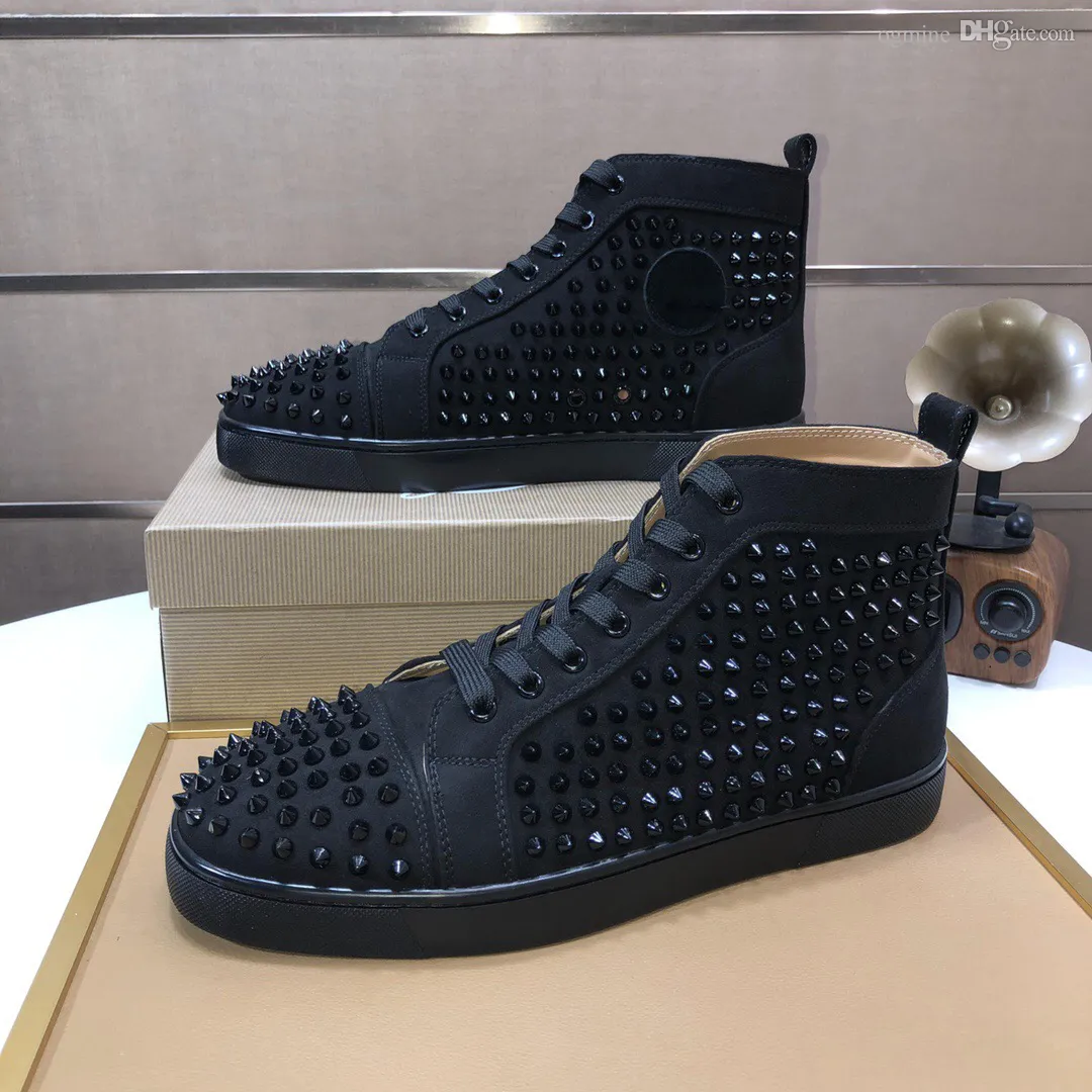 Luxury Flat platform Spikes Designer Outdoor Shoes For Sale Red Sole Low Tops Flats Black Blue Silver Diamond Men Women Junior Prom Wedding Shoe
