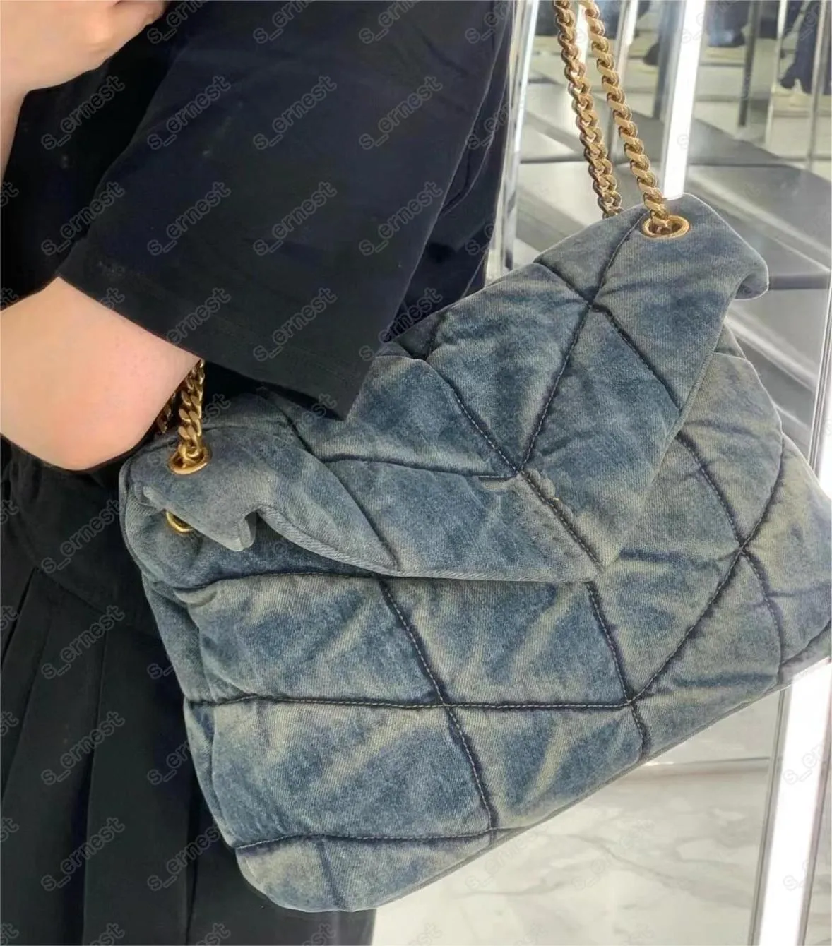 Luxury Designer Quilted Tote Bags Fashion Solid Color Jeans Denim Bags Shoulder Crossbody Bag Girl Chain Handbag