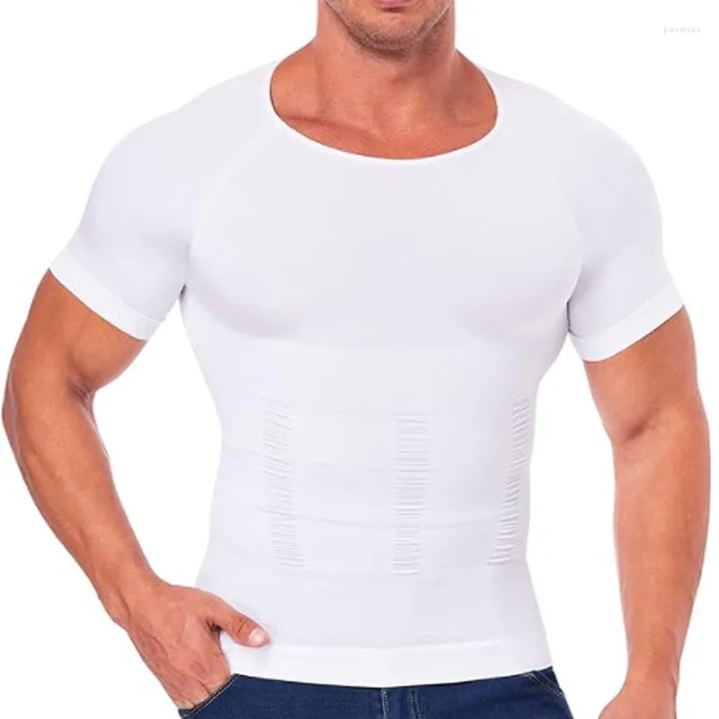 Men's Body Shapers Mens Compression Shirt Undershirt Slimming Tank Top Workout Vest Abs Abdomen Slim Shaper