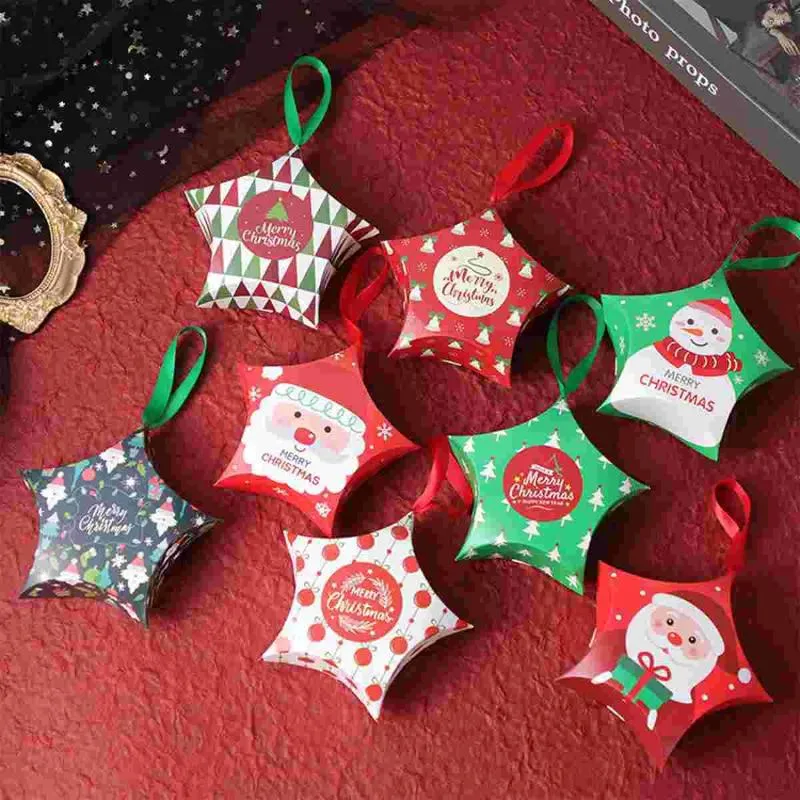 Garrafas de armazenamento 10 PCs Caixas de Candros de Estrela de Natal O Presente de Bacha de Papel de embalagem de embalagem de presentes