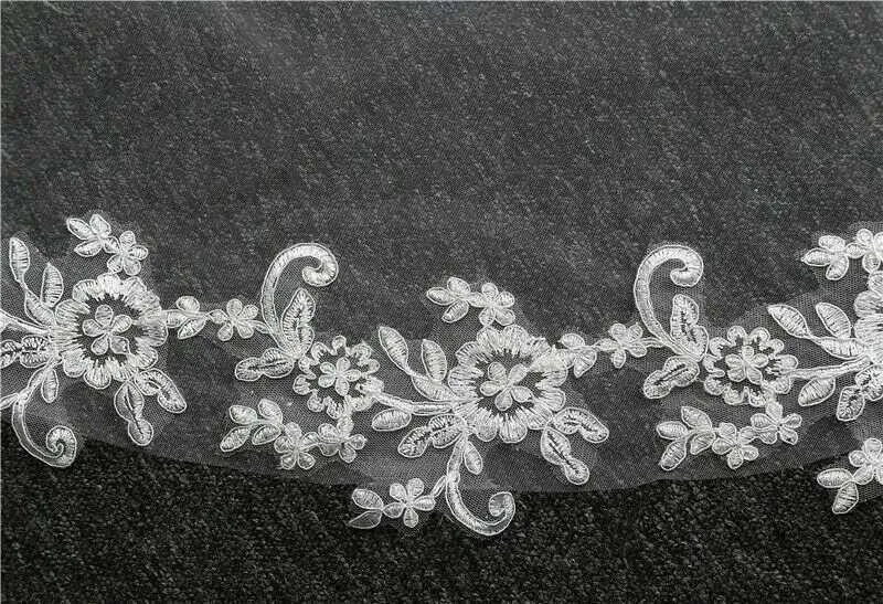 Hair Jewelry White Ivory Veil 3m Long Comb Lace Mantilla 2 Layer Cathedral Bridal Veils Wedding Accessories Veu De Noiva_voghion.com
