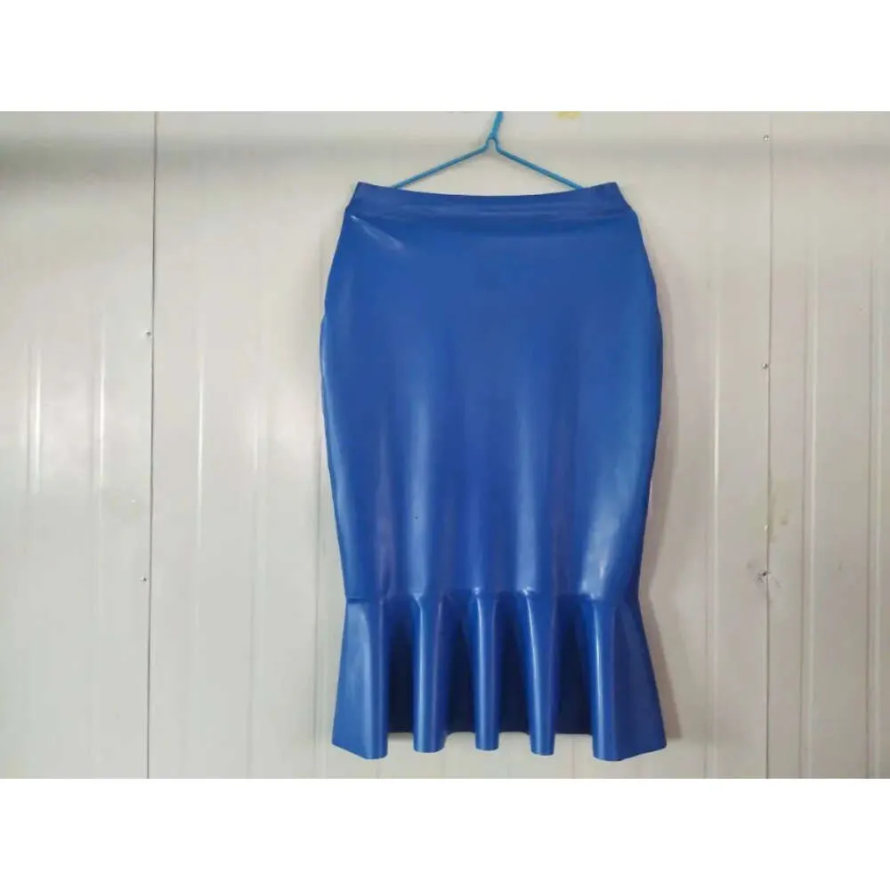 Robe en latex Raboube Femmes bleu marine demi-jupes sexy Sac Hip Taille