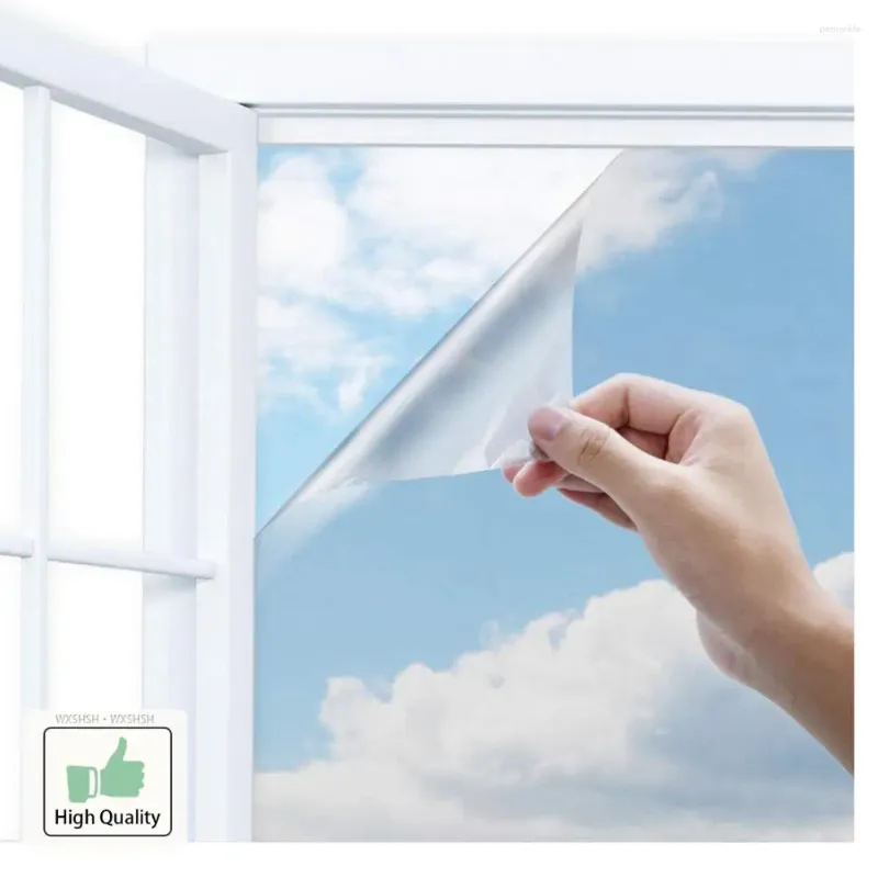 Stickers de fenêtre Multi-largeur Longueur 2/3/5 M Film de miroir à sens unique. Film solaire de contrôle de la chaleur en verre réflectif de réflexion à réflexion Adhesive