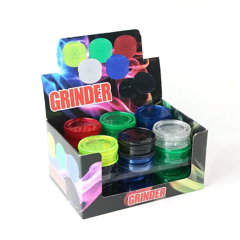 Crusher Chromium Tobacco Grinder Smoking Crusher 60 mm 3 couches Couleurs assorties 24 PCS / Boîte accessoires fumeurs