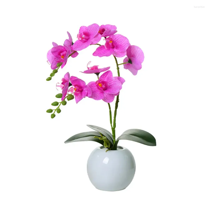 Dekorative Blumen PU Butterfly Orchidee künstliche Blume Bonsai Keramik Vase Set Home Wohnzimmer Hochzeitsdekorationen Ornamente Mottentopf