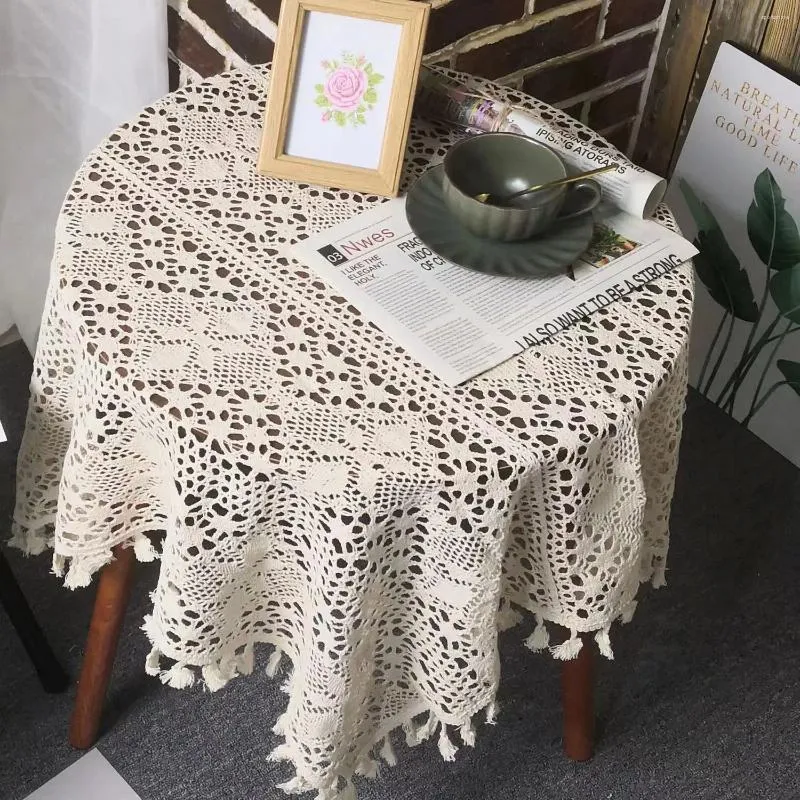 Tanta de mesa Tanta de casamento vintage Lacey para toalhas de mesa Retângulo de jantar de barriga/capa de café redonda mão