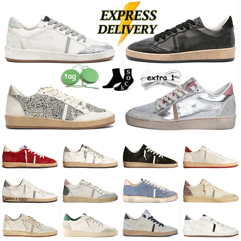 Wholesale Low OG Original Ball Star Handmade Suede Leather Platform Designer Shoes Upper Vintage Silver Womens Mens Italy Brand Gold Glitter Sneakers