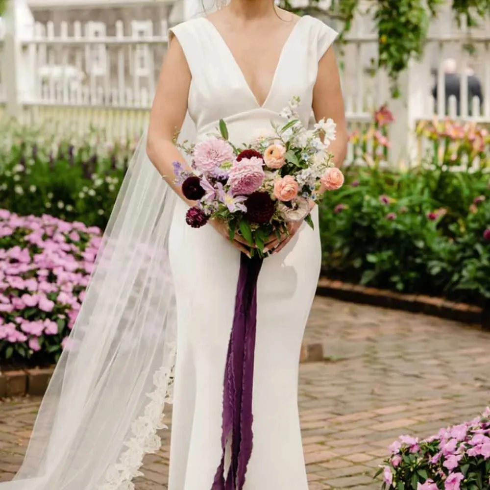 Bijoux de cheveux longs voiles de mariée avec peigne voile à 1 niveau bord festonné bordure en dentelle longueur cathédrale accessoires de mariage pour_voghion.com