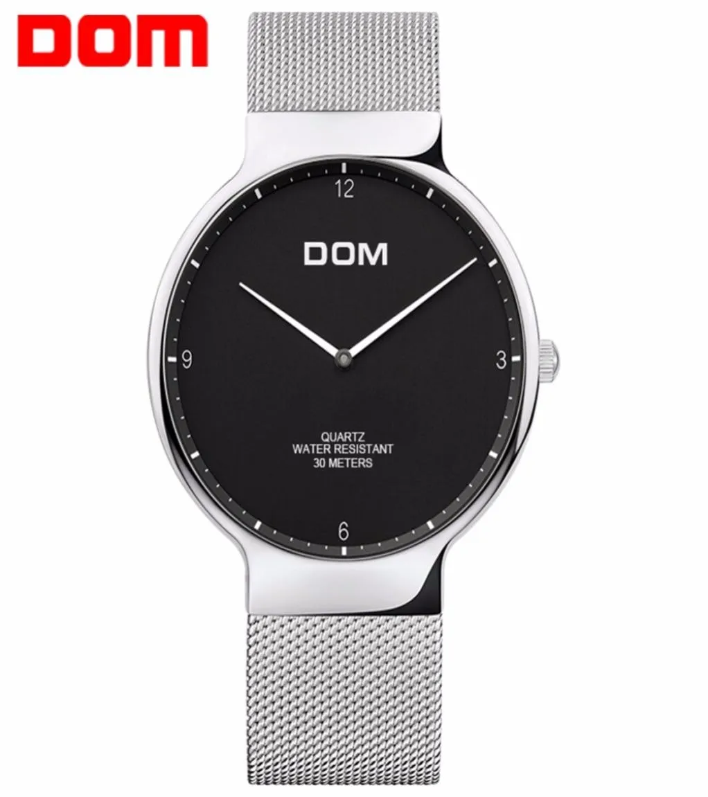 Dom titta på män topp lyx varumärke Men039s Watches Ultra Thin Thin rostfritt stål Mesh Band Quartz Wristwatch Fashion Casual M32D1MS2213727